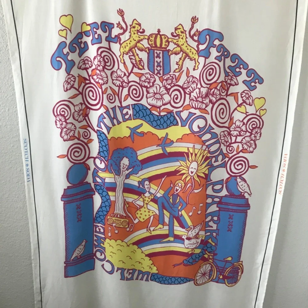 Scotch & Soda Vondelpark Artwork Graphic Printed Scarf O/S Amsterdam Artsy Music